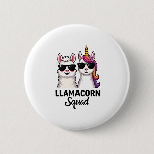 Llamacorn Squad Grappige Eenhoorn Llama Squad Kers Ronde Button 5,7 Cm