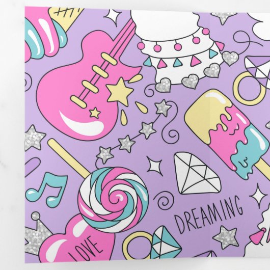 Llamapatroon 1 drieluik wenskaart (Binnenzijde eerst)