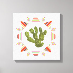 Llamarama Collectie Cactus Circle Canvas Afdruk