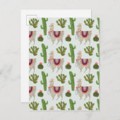 Llamarama Collectie | Cactus & Llama Pattern Briefkaart (Voorkant / Achterkant)
