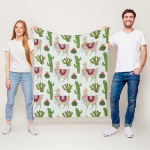 Llamarama Collectie   Cactus & Llama Pattern Fleece Deken
