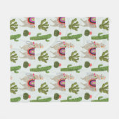 Llamarama Collectie | Cactus & Llama Pattern Fleece Deken (Voorkant (Horizontaal))