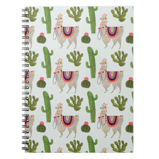 Llamarama Collectie | Cactus & Llama Pattern Notitieboek (Voorkant)