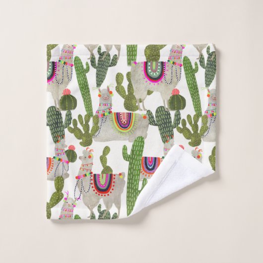 Llamarama Collectie Pattern Bad Handdoek (Wasdoekje)