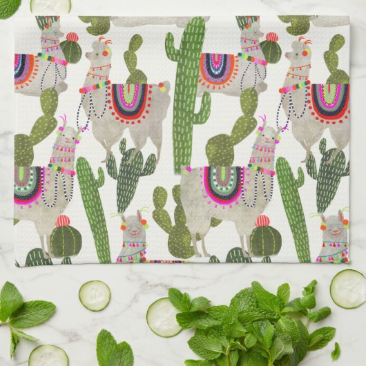 Llamarama Collectie Pattern Theedoek (Gevouwen)