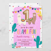 Llamas 1er anniversaire Invitation (Devant / Derrière)
