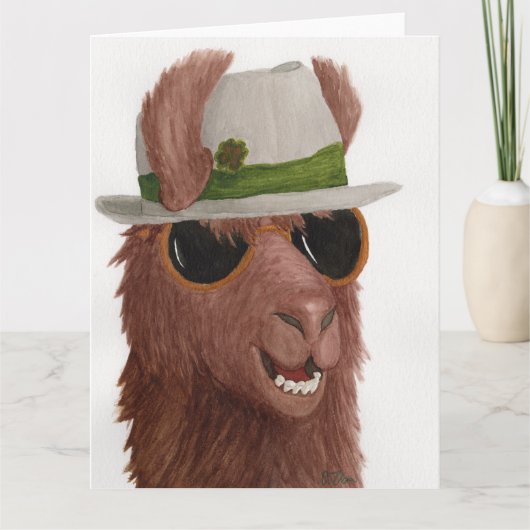 Llamas à Shades : Carte de voeux de mars 8,5"x11" (Devant)