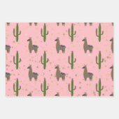 Llamas, Cactus en Stars op Roze Inpakpapier Vel (Voorkant 2)