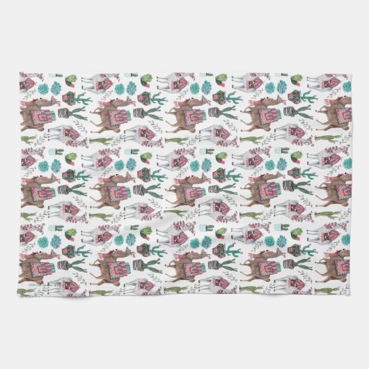 Llamas cactus Pattern | Keukenhanddoek (Horizontaal)