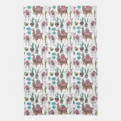 Llama's cactuspatroon | Theedoek (Verticaal)