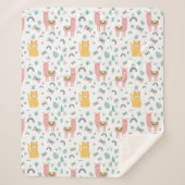 Llamas Cats Alapaca roze Girly Animals Boho Sherpa Deken (Voorkant)