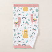 Llamas Chats Alapaca Pink Trim Animaux Boho Girly (Serviette à main)