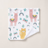 Llamas Chats Alapaca Pink Trim Animaux Boho Girly (Gant de toilette)