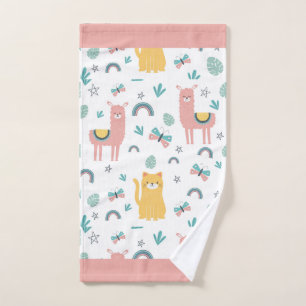 Llamas Chats Alapaca Pink Trim Animaux Boho Yoga