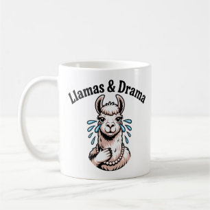 Llamas & Drama Funny Llama Art Cartoon Koffiemok