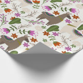 Llamas en Cactus on White Cadeaupapier (Hoek)