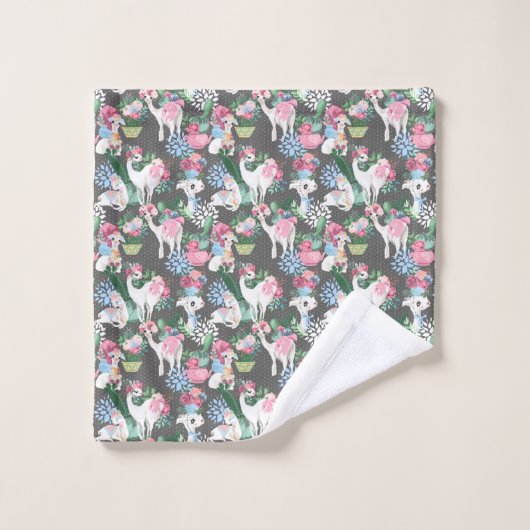 Llamas en Flowers Towel Bad Handdoek (Wasdoekje)