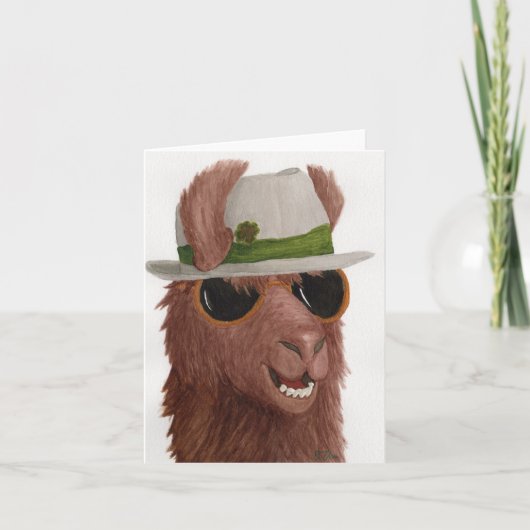 Llamas en Shades : Carte de voeux de mars 4"x5.6" (Devant)