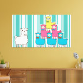 Llamas en Stripes Canvas Afdruk (Insitu (Woonkamer))