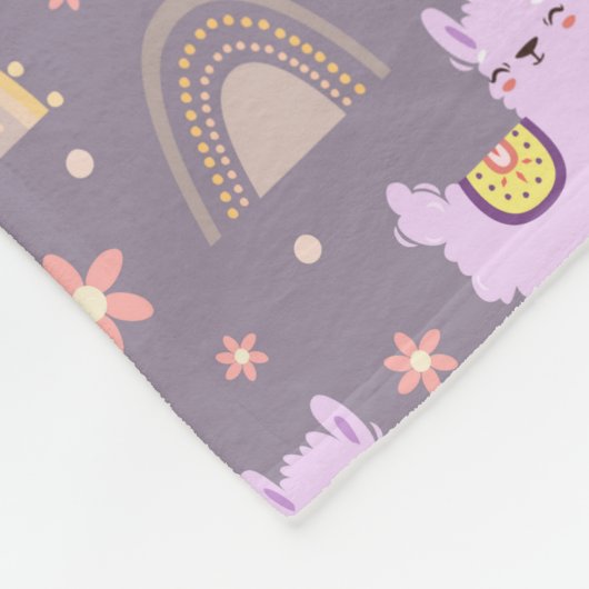 Llama's en Unicorns fleece Blanket (Hoek)