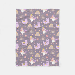 Llama's en Unicorns fleece Blanket Deken