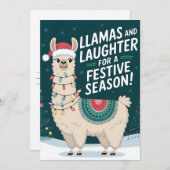 Llamas Et Saison Festive - Carte de Noël (Devant / Derrière)