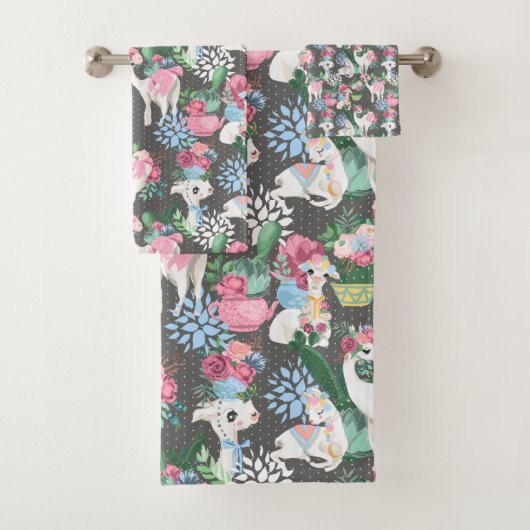 Llamas et serviettes en fleurs (En situation)