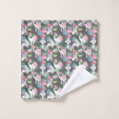 Llamas et serviettes en fleurs (Gant de toilette)