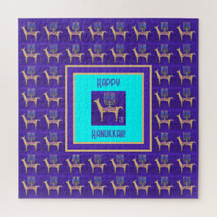 Llamas Fantaisistes Joyeux Hanukkah Puzzle 20"x20"