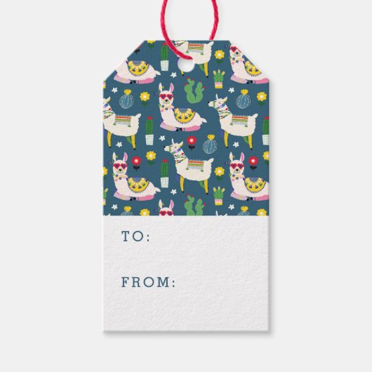 Llamas in zonnebrillen cadeaulabel (Voorkant)