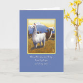 Llamas on Blue Romantic Thinking of You Kaart (Gele Bloem)