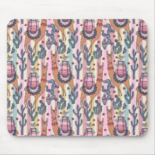Llamas on Stripes Pattern Muismat