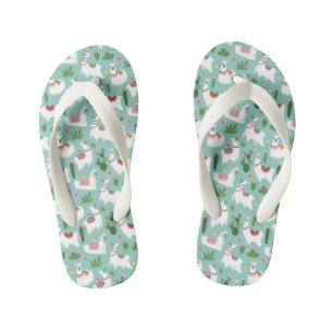 Llamas op Blauwgroen patroon bevestigen Kinder Teenslippers