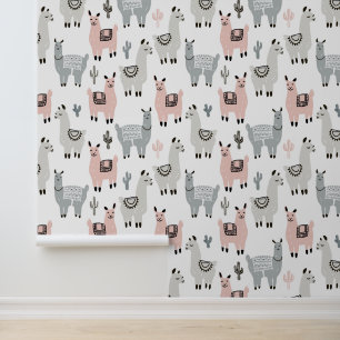 Llamas Pattern glimlachen Behang