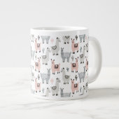 Llamas Pattern glimlachen Extra Grote Beker (Voorkant rechts)