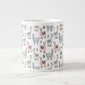 Llamas Pattern glimlachen Extra Grote Beker (Voorkant)