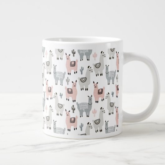 Llamas Pattern glimlachen Extra Grote Beker (Rechts)