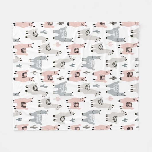Llamas Pattern glimlachen Fleece Deken (Voorkant (Horizontaal))