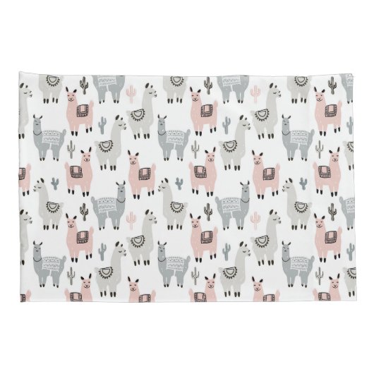 Llamas Pattern glimlachen Kussensloop (Achterkant-Rechts)