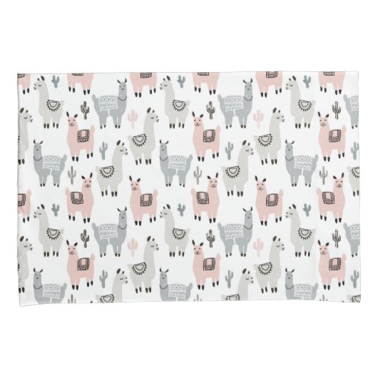 Llamas Pattern glimlachen Kussensloop (Voorkant-Rechts)