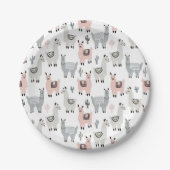 Llamas Pattern glimlachen Papieren Bordje (Voorkant)