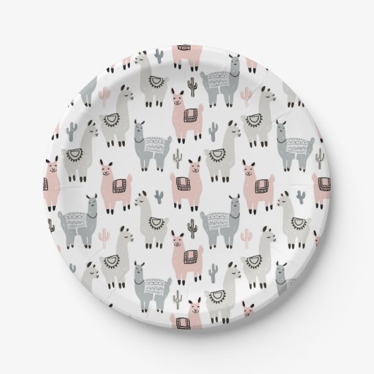Llamas Pattern glimlachen Papieren Bordje (Voorkant)