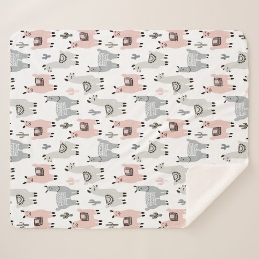 Llamas Pattern glimlachen Sherpa Deken (Voorkant (horizontaal))