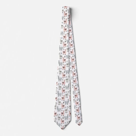 Llamas Pattern glimlachen Stropdas (Voorkant)