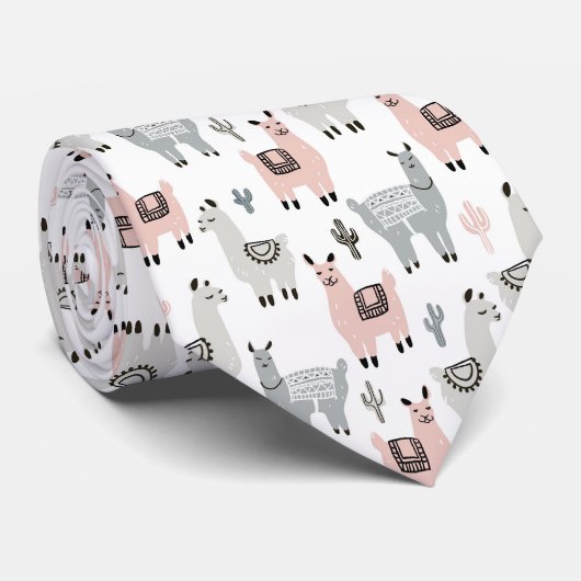 Llamas Pattern glimlachen Stropdas (Opgerold)