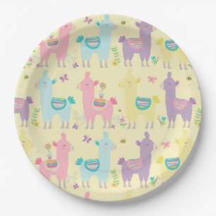 Llamas Pink, Yellow Paars Cute Schattig Papieren Bordje