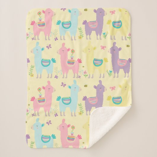 Llamas Pink, Yellow Paars Cute Schattige Sherpa Sherpa Deken (Voorkant)