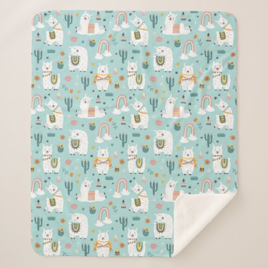 Llamas Sherpa Blanket Deken (Voorkant)