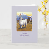 Llamas sur carte de la Saint-Valentin mauve clair (Fleur jaune)