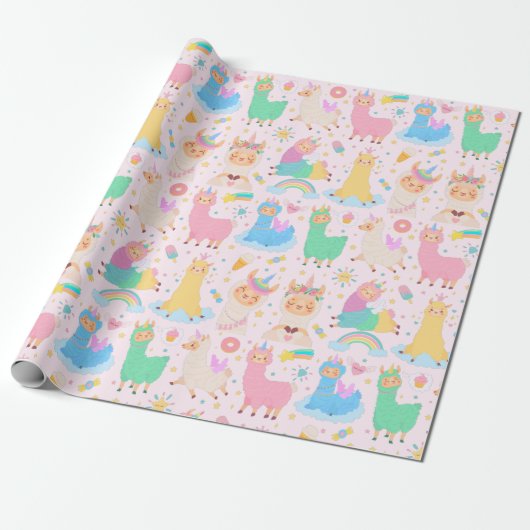 Llamas Wrapping Paper Cadeaupapier (Uitgerold)